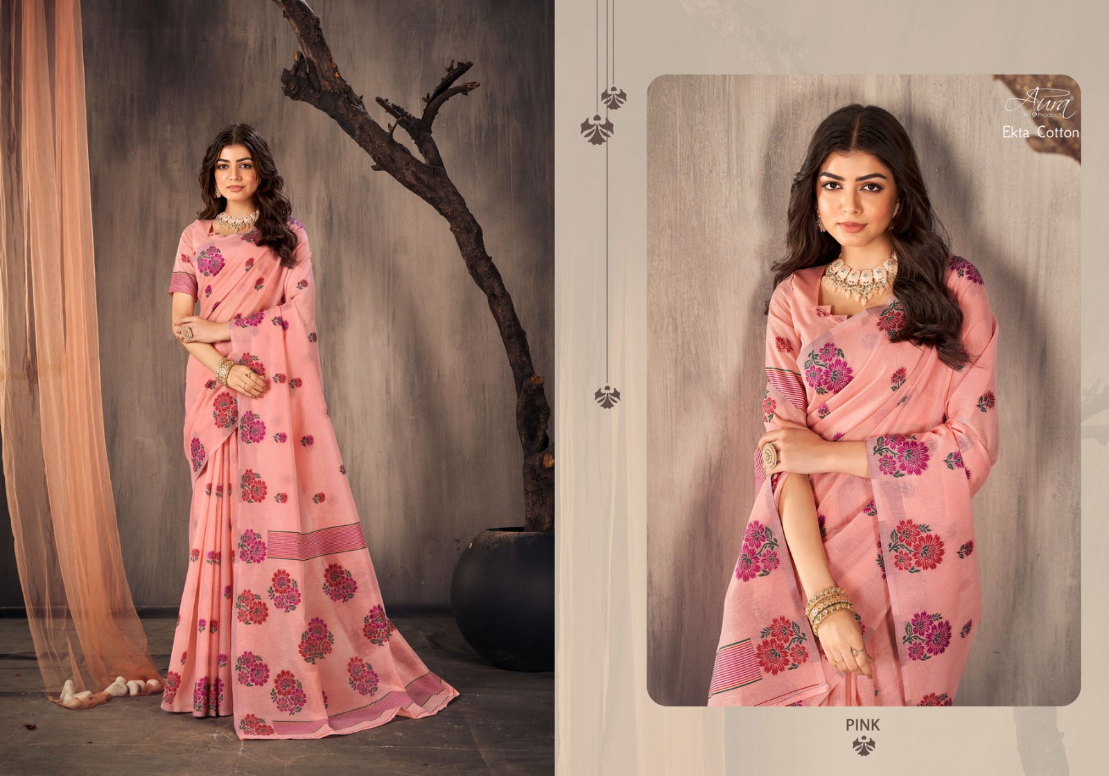 Ekta By Aura Soft Cotton Designer Saree Catalog